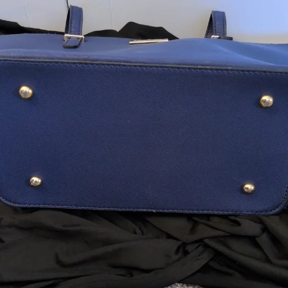 kate spade navy blue tote with gold plaque - Picture 16 of 16